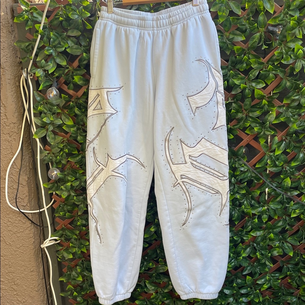 Men's Stylish White Graphic Joggers
